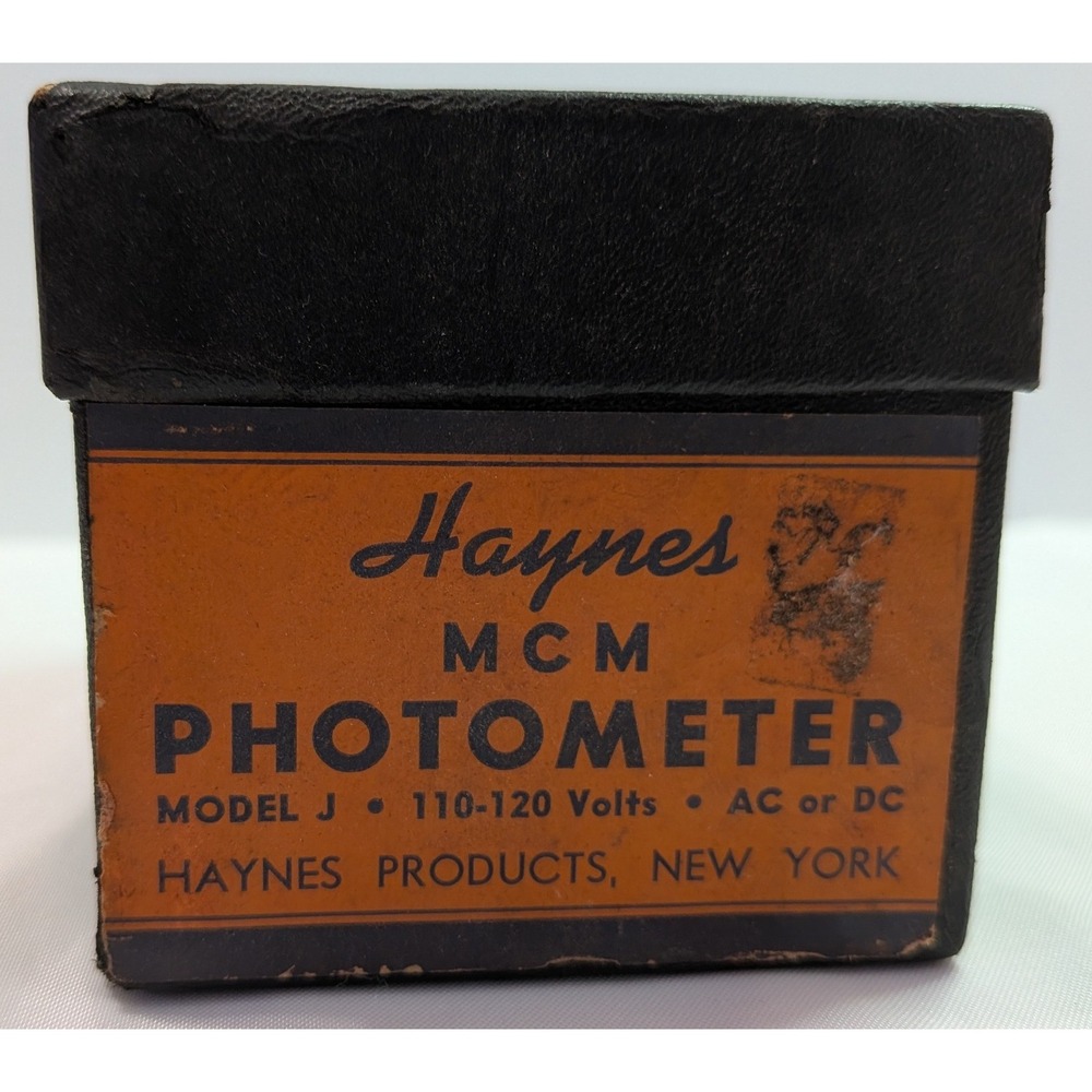 Haynes MCM Photometer Model J Vintage Darkroom Light Meter Black Good Manual Box